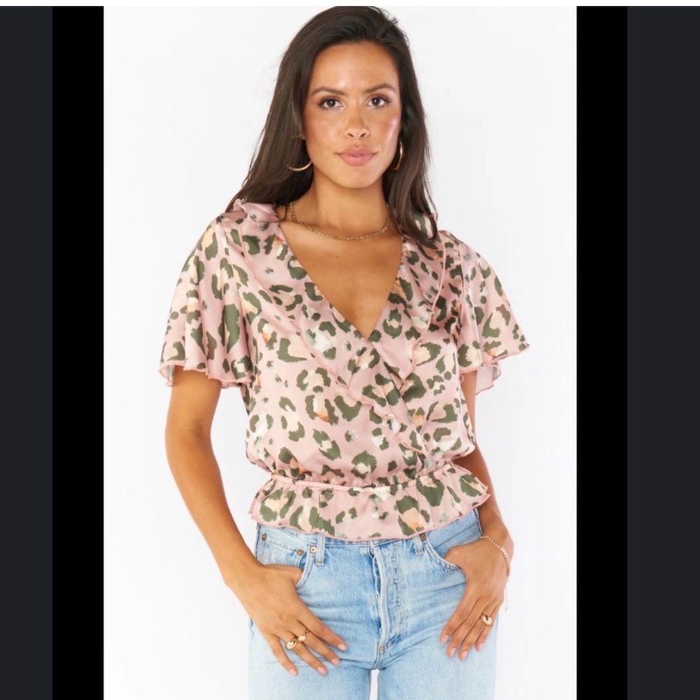 Show Me your Mumu Leopard Print V-Neck Ruffle Top